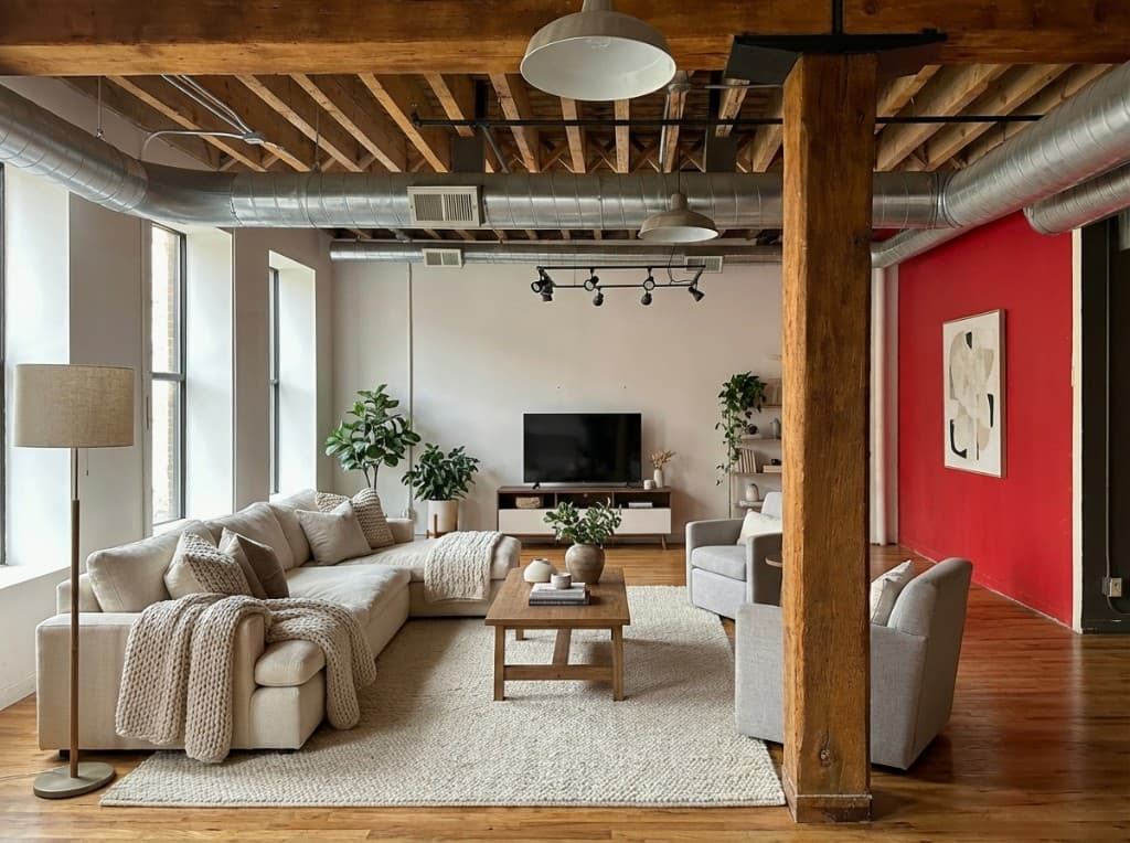 Staged room with furniture