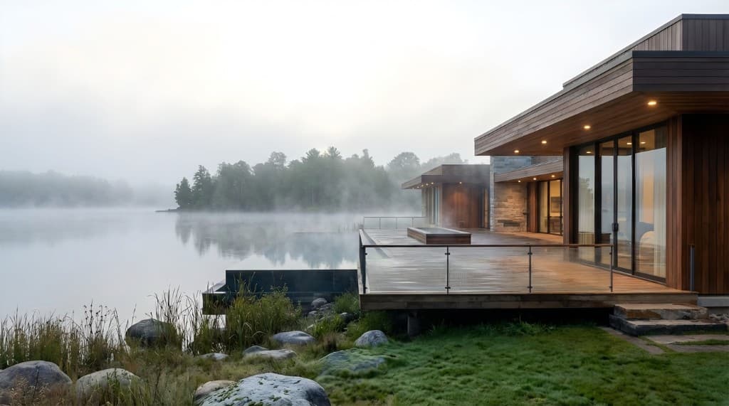 Misty lakehouse retreat