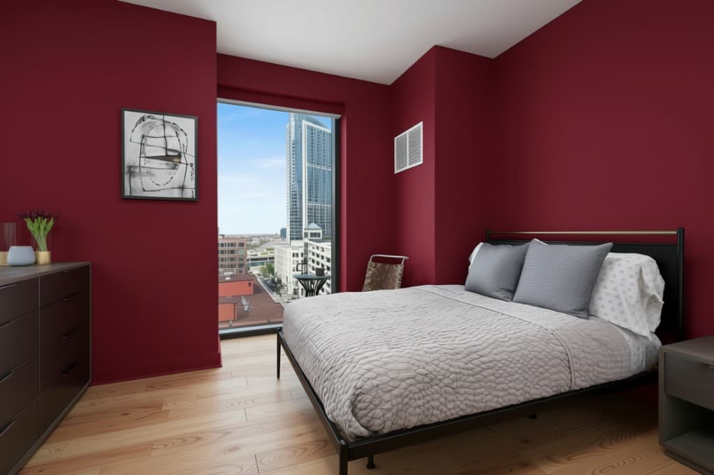 Red bedroom before edit