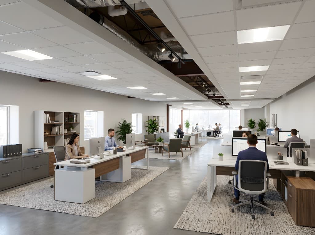 Obra transformada en oficina amueblada