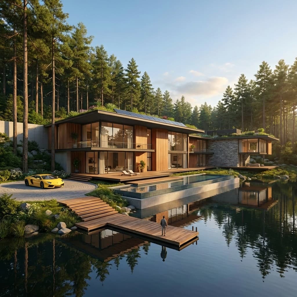 Lakeside contemporary architecture