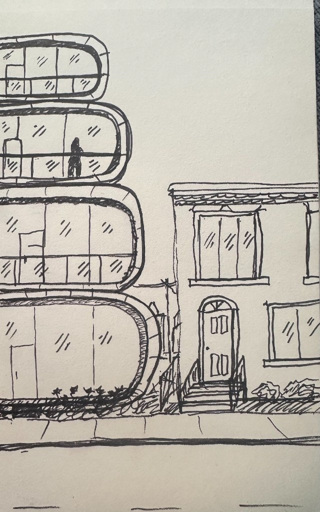 Boceto arquitectónico dibujado a mano